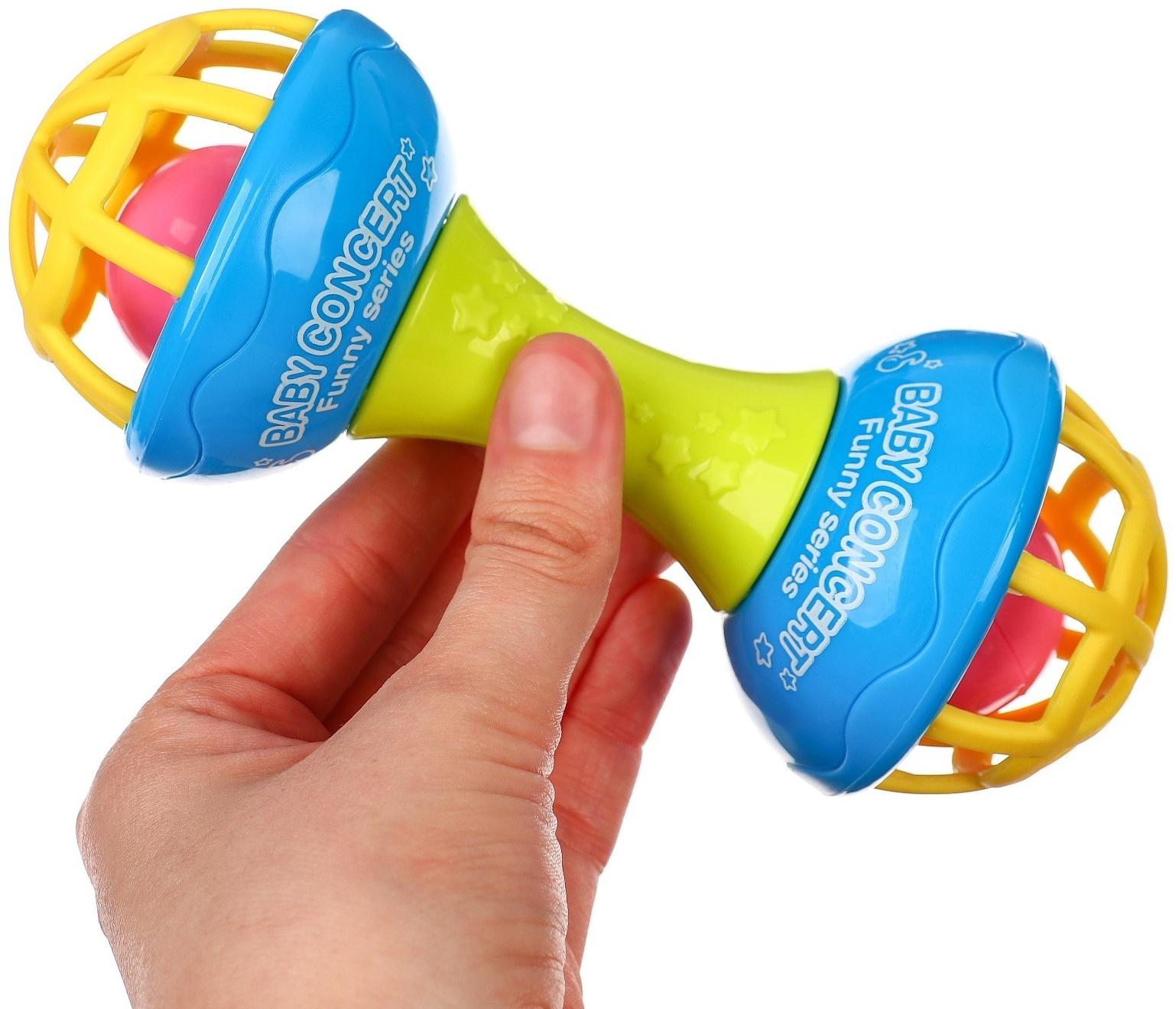 Погремушка «Гантелька яркая», с эластичными элементами