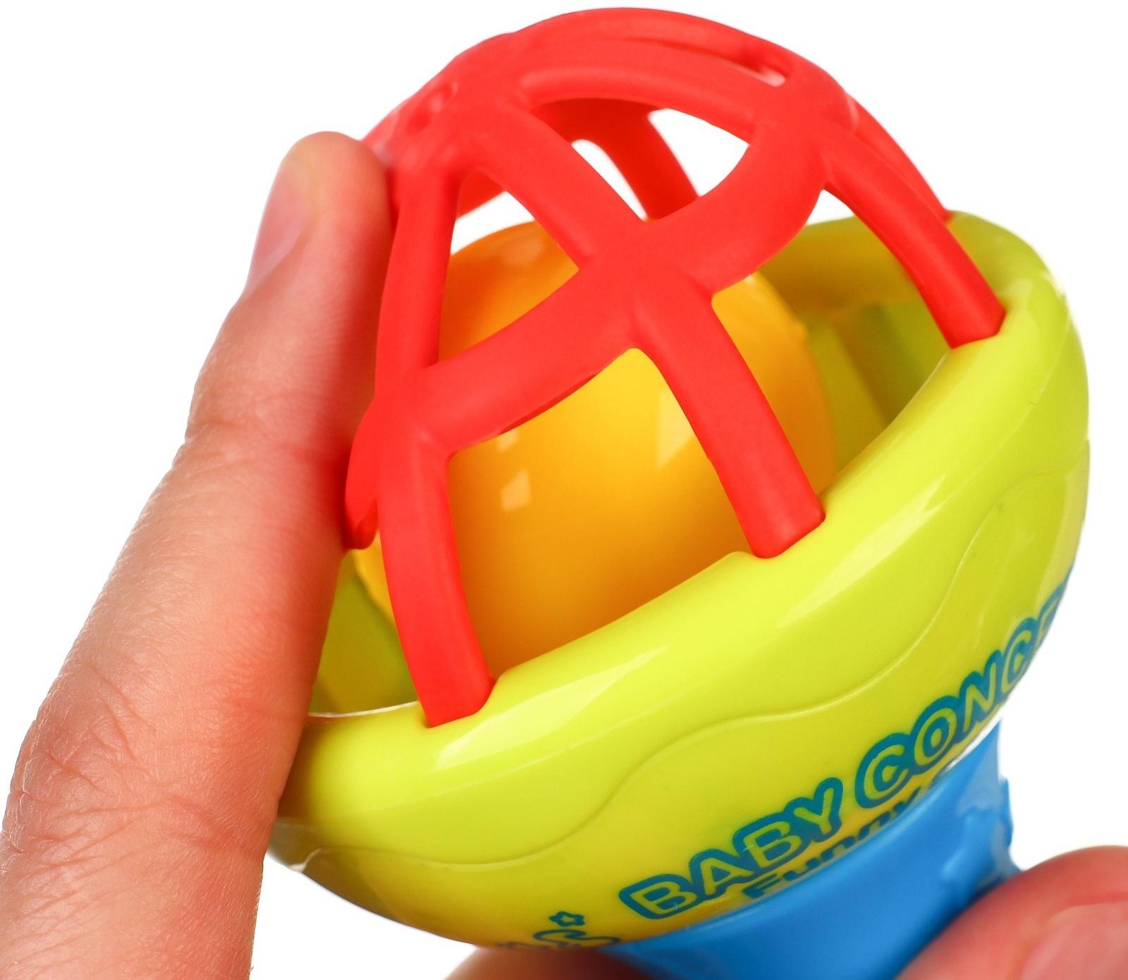 Погремушка «Гантелька яркая», с эластичными элементами