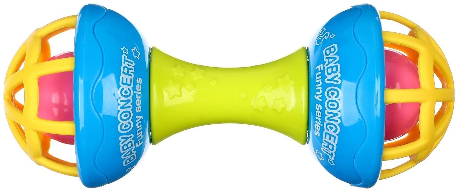 Погремушка «Гантелька яркая», с эластичными элементами