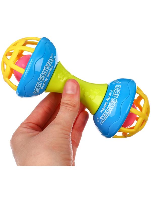 Погремушка «Гантелька яркая», с эластичными элементами