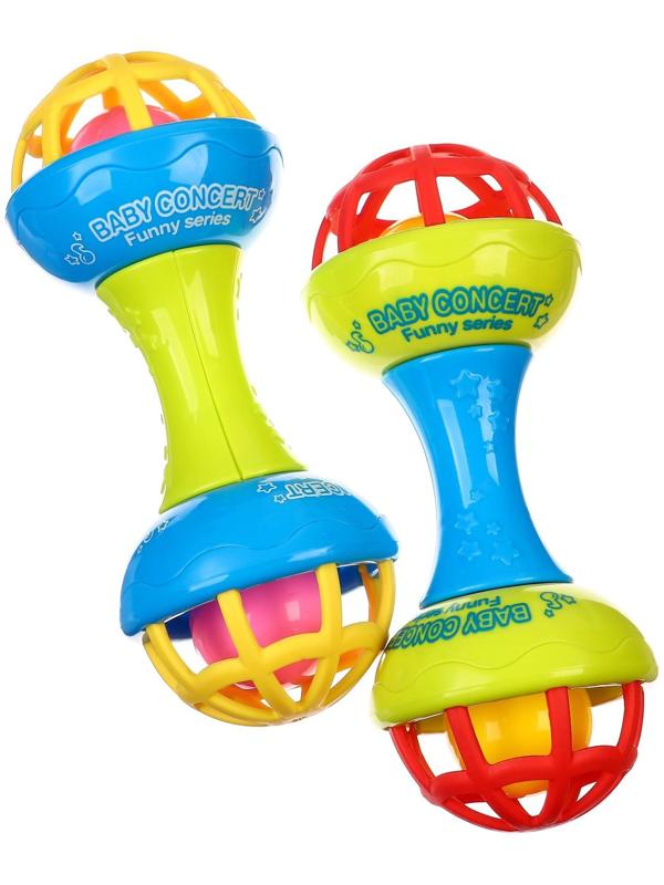 Погремушка «Гантелька яркая», с эластичными элементами