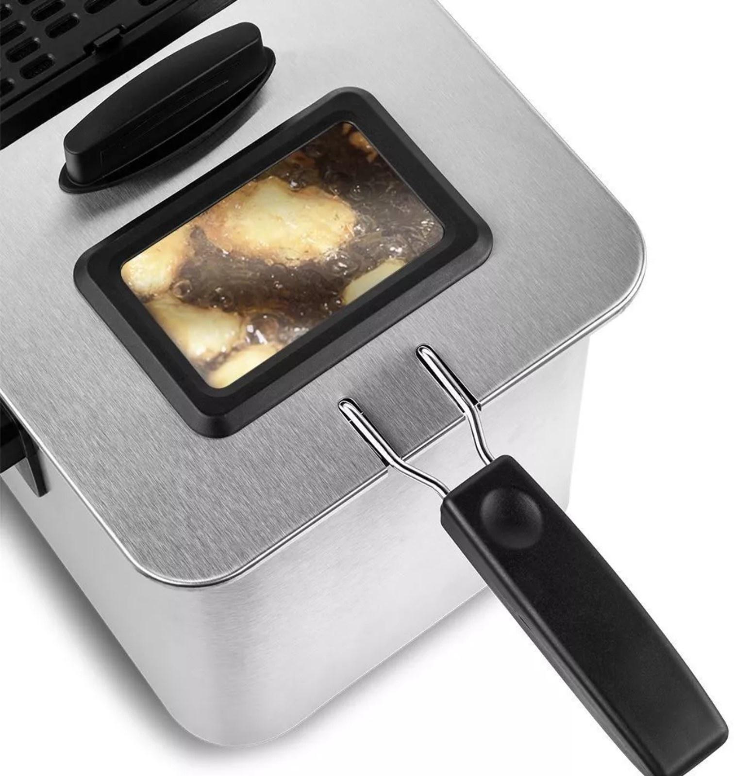 Фритюрница Kitfort KT-4053, 2000 Вт, 7.8 л, корзины 2.5 л, 130-190 °C, серо-чёрная