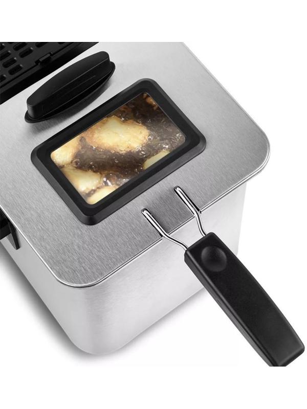 Фритюрница Kitfort KT-4053, 2000 Вт, 7.8 л, корзины 2.5 л, 130-190 °C, серо-чёрная