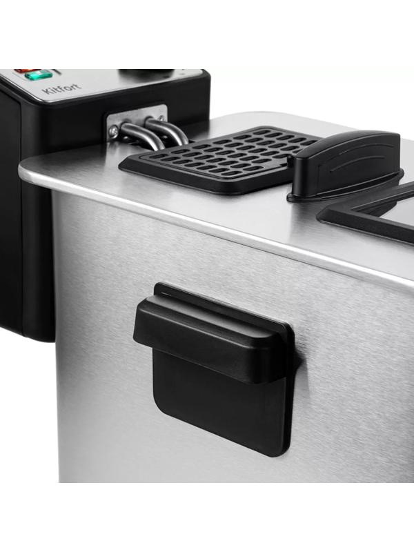 Фритюрница Kitfort KT-4053, 2000 Вт, 7.8 л, корзины 2.5 л, 130-190 °C, серо-чёрная