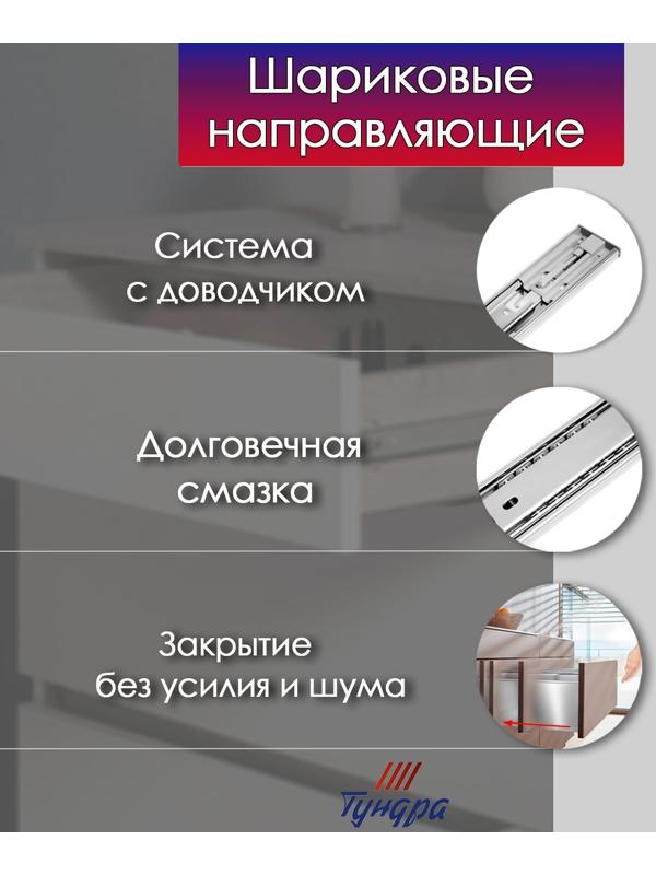 Шариковые направляющие ТУНДРА, с доводчиком 4510, L=250 мм. H=45 мм. 2 шт