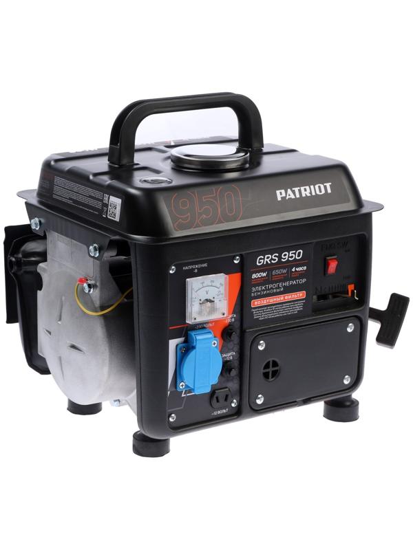 Генератор бензиновый PATRIOT GRS 950, 800 Вт, 2 л.с., 220 В, 4.2 л, ручной старт