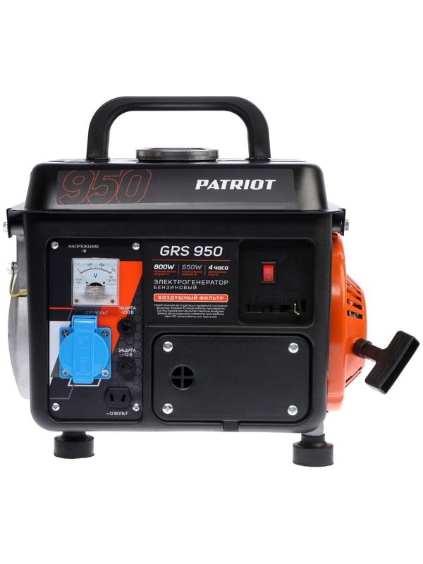 Генератор бензиновый PATRIOT GRS 950, 800 Вт, 2 л.с., 220 В, 4.2 л, ручной старт