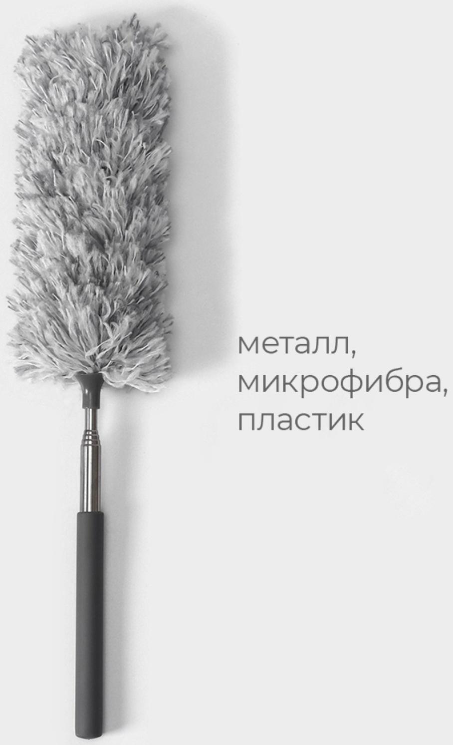 Щётка для удаления пыли Raccoon, телескопическая ручка 33-81 см, насадка из микрофибры 17 см