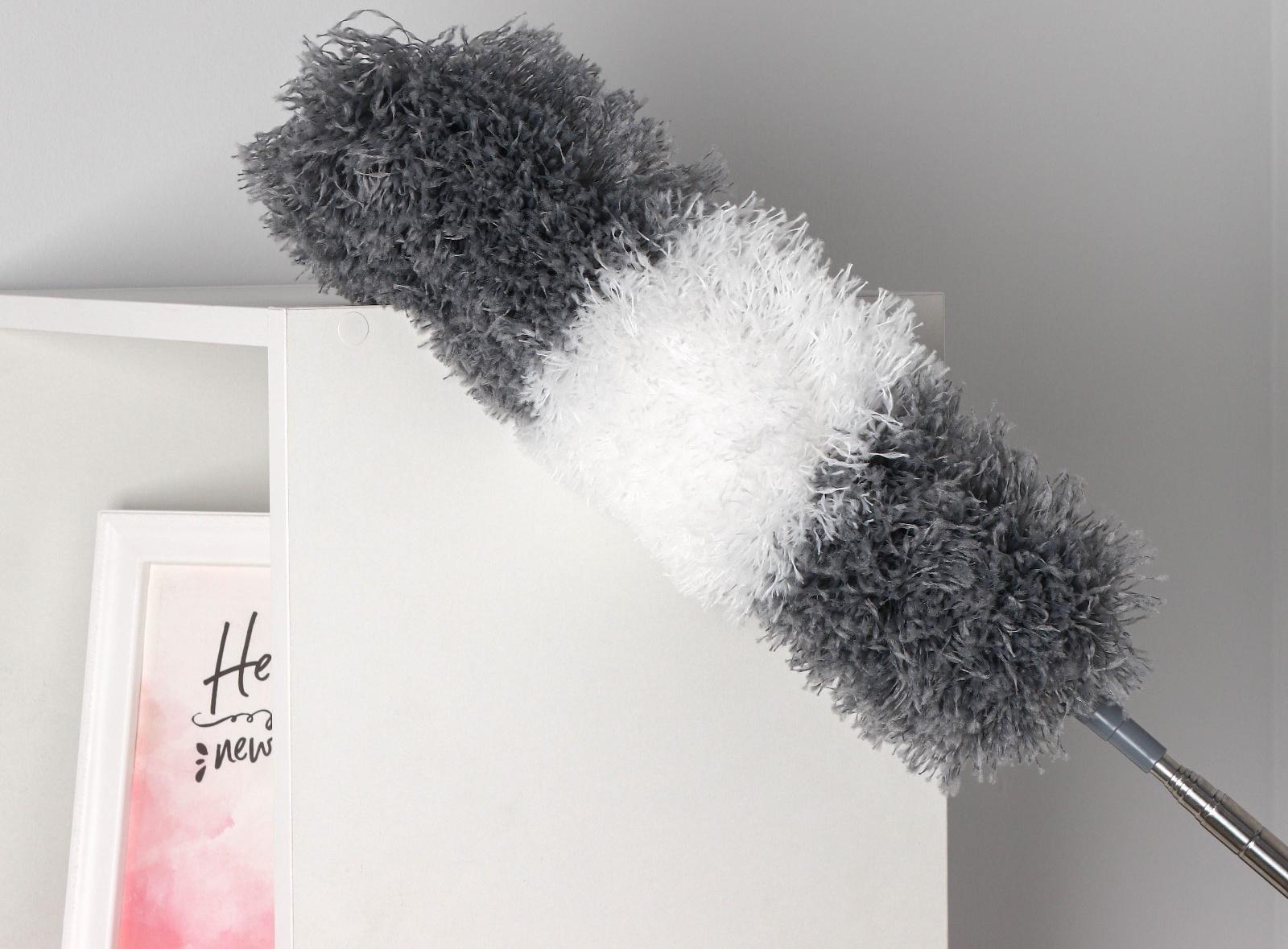 Щётка для удаления пыли Raccoon, плоская насадка 40×7,5 см, пушистая насадка 41×13 см, телескопическая ручка 210 см