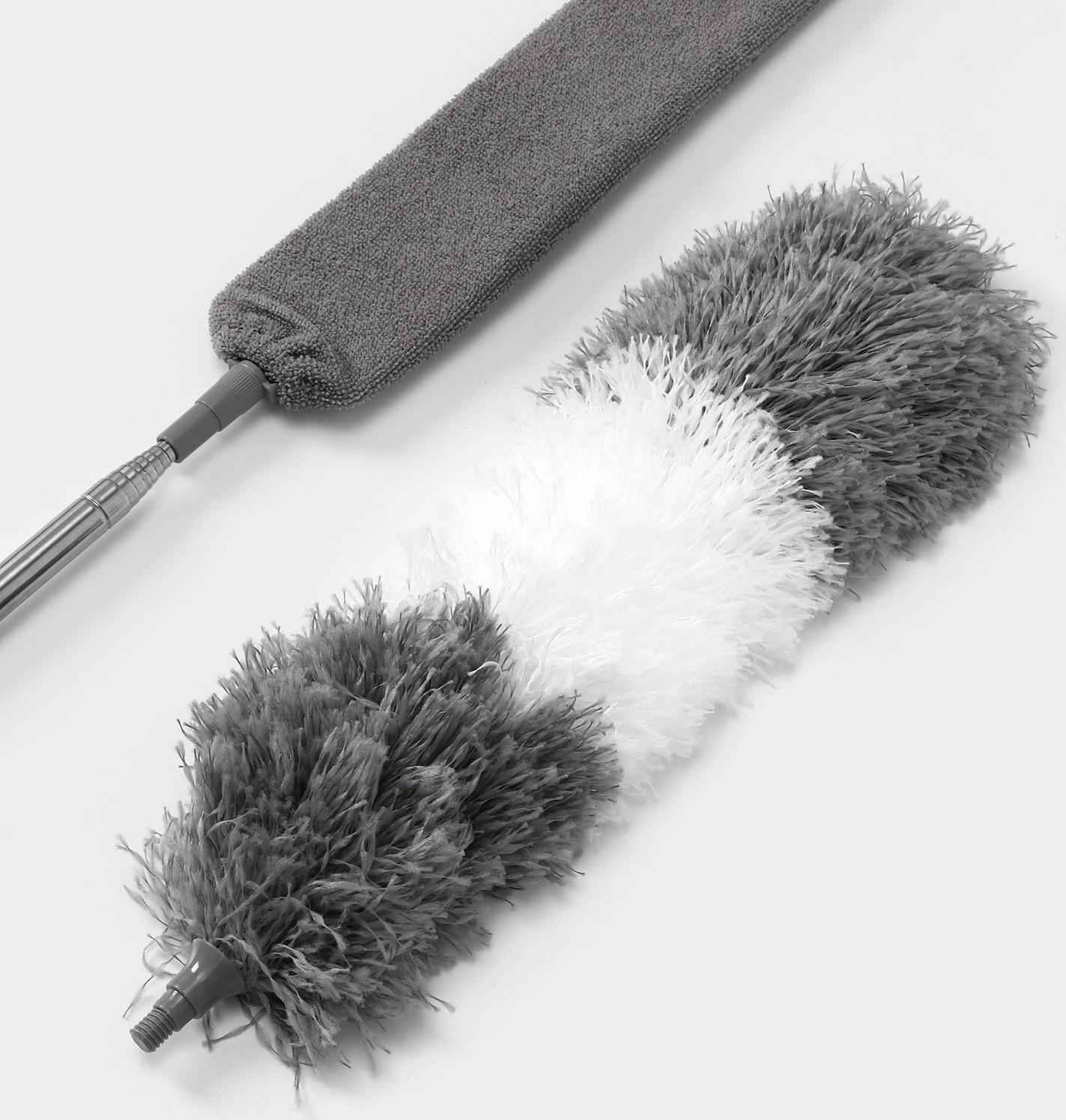 Щётка для удаления пыли Raccoon, плоская насадка 40×7,5 см, пушистая насадка 41×13 см, телескопическая ручка 210 см