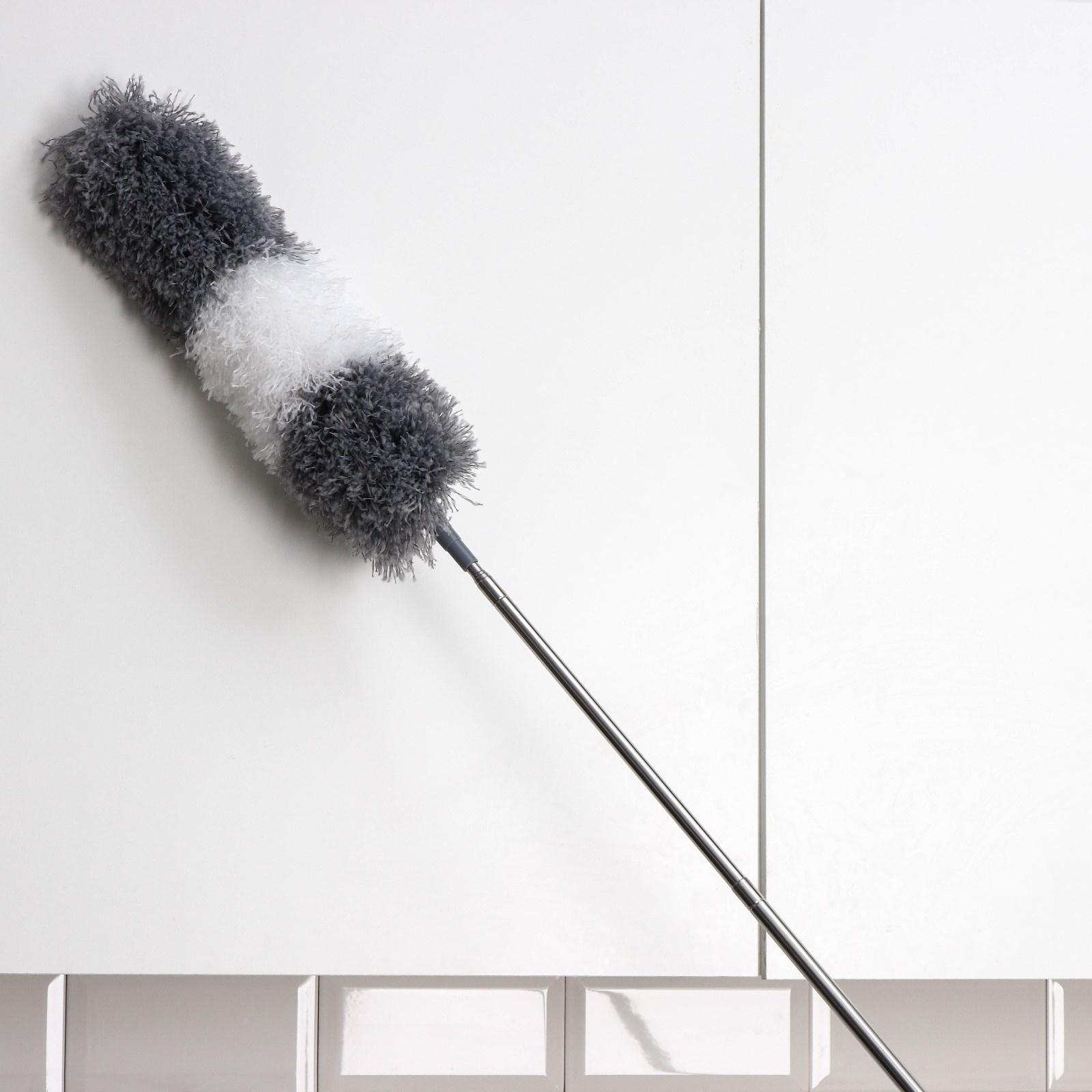 Щётка для удаления пыли Raccoon, плоская насадка 40×7,5 см, пушистая насадка 41×13 см, телескопическая ручка 210 см