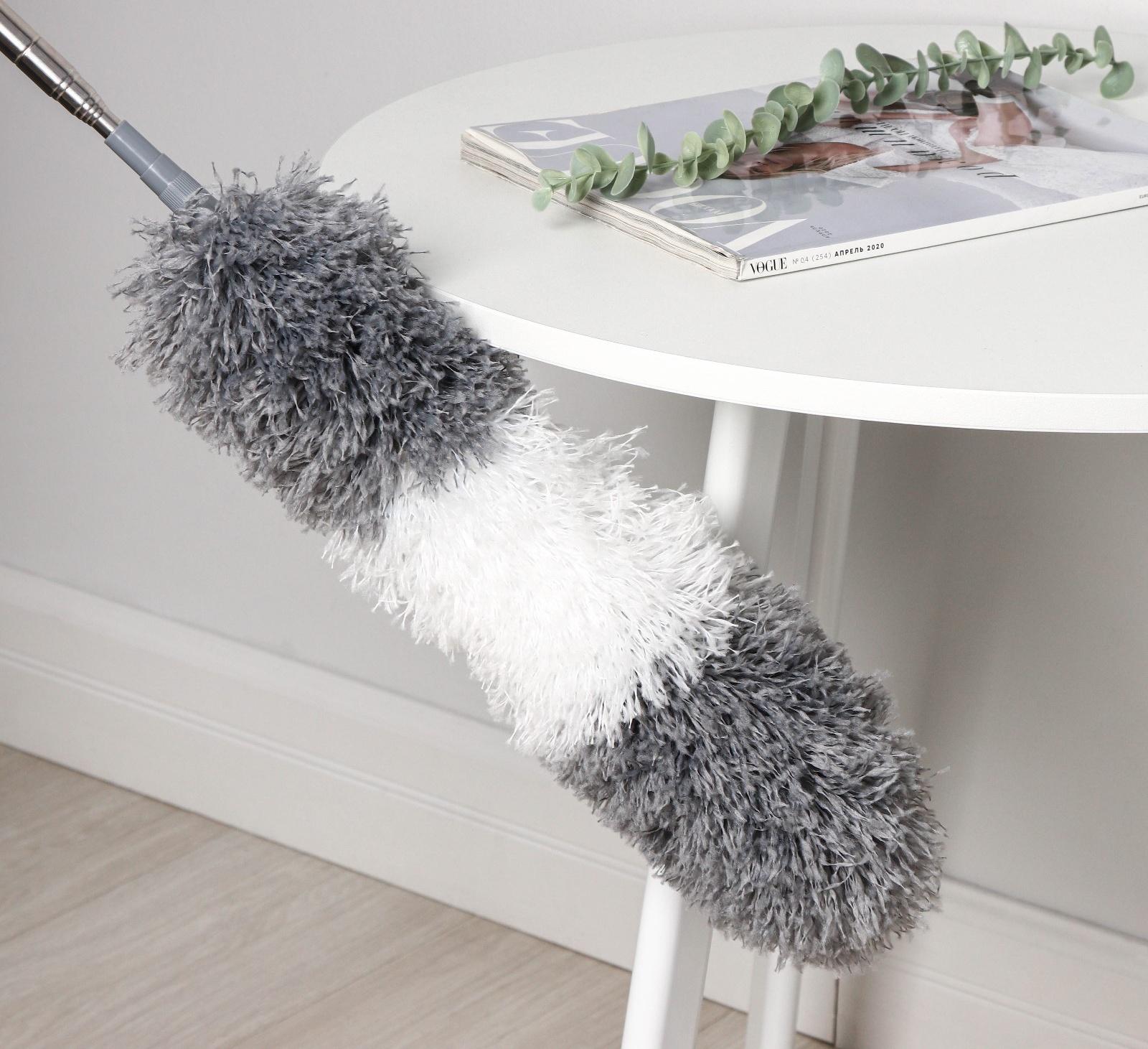 Щётка для удаления пыли Raccoon, плоская насадка 40×7,5 см, пушистая насадка 41×13 см, телескопическая ручка 210 см