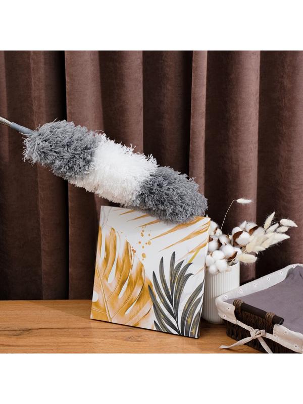 Щётка для удаления пыли Raccoon, плоская насадка 40×7,5 см, пушистая насадка 41×13 см, телескопическая ручка 210 см