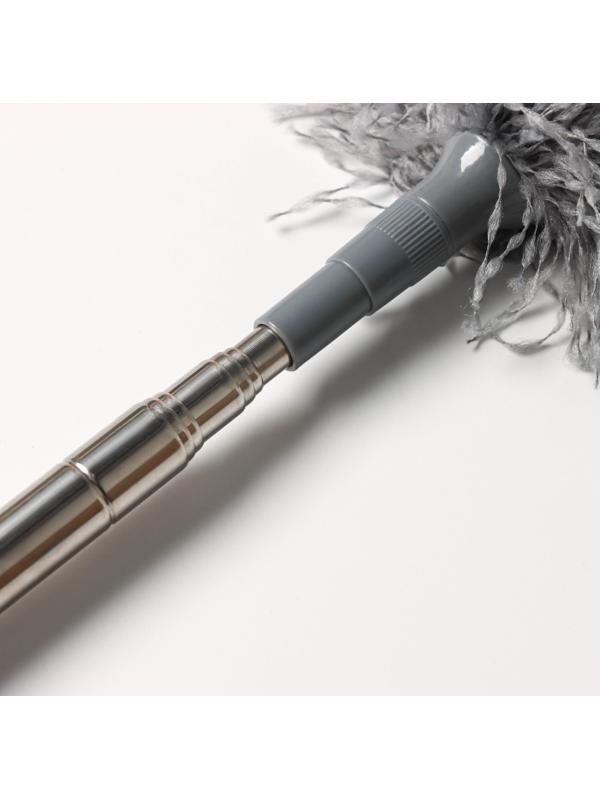 Щётка для удаления пыли Raccoon, плоская насадка 40×7,5 см, пушистая насадка 41×13 см, телескопическая ручка 210 см