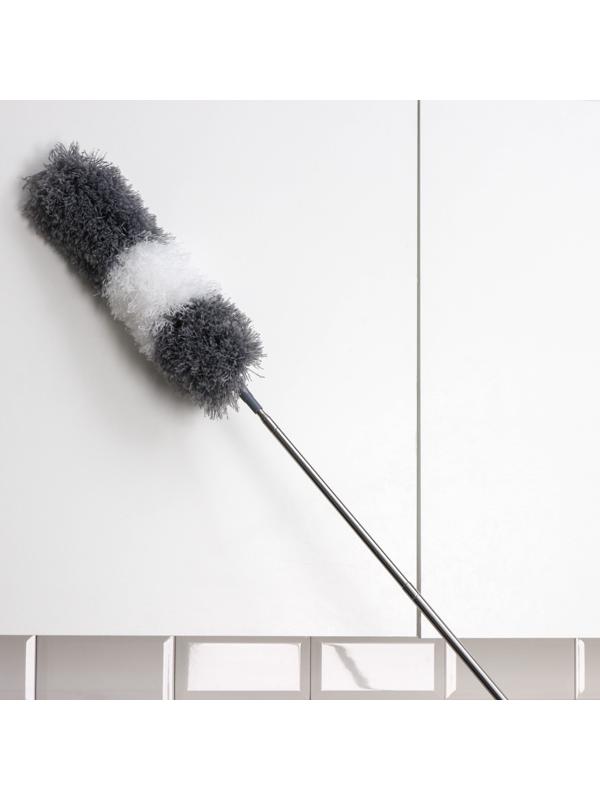 Щётка для удаления пыли Raccoon, плоская насадка 40×7,5 см, пушистая насадка 41×13 см, телескопическая ручка 210 см