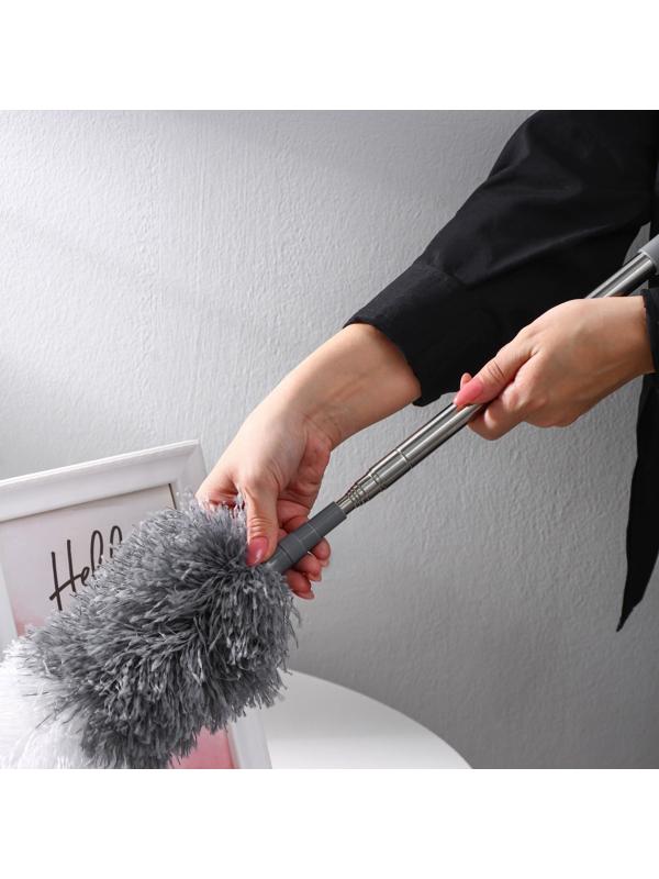 Щётка для удаления пыли Raccoon, плоская насадка 40×7,5 см, пушистая насадка 41×13 см, телескопическая ручка 210 см