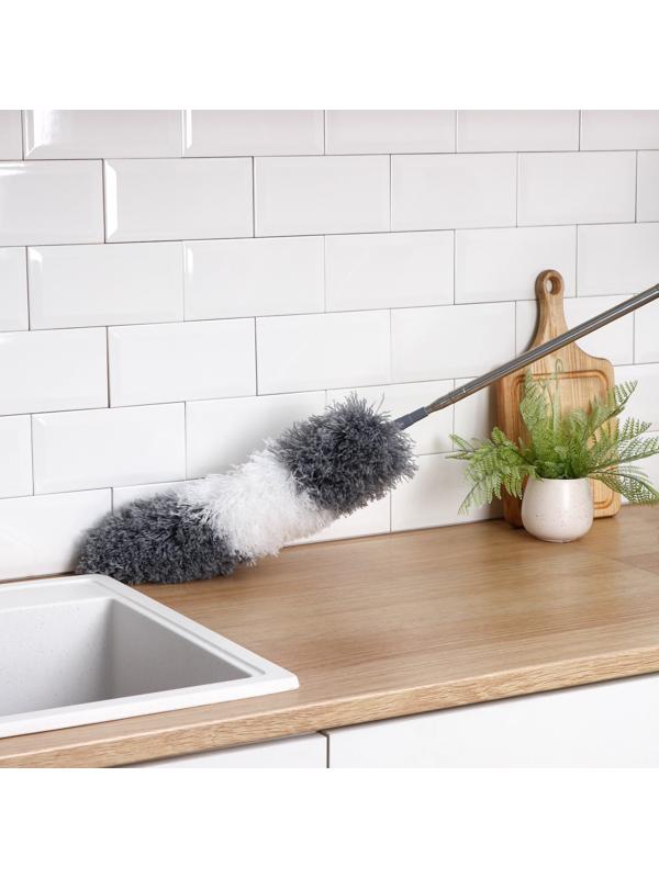 Щётка для удаления пыли Raccoon, плоская насадка 40×7,5 см, пушистая насадка 41×13 см, телескопическая ручка 210 см