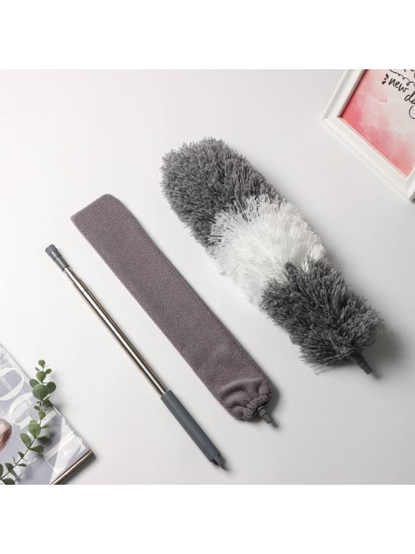 Щётка для удаления пыли Raccoon, плоская насадка 40×7,5 см, пушистая насадка 41×13 см, телескопическая ручка 210 см