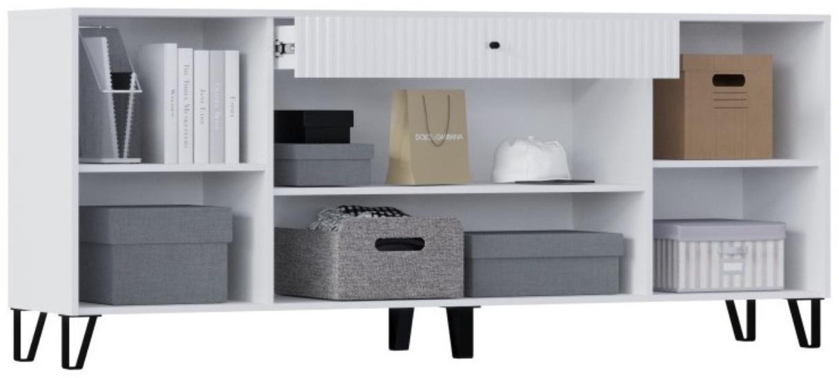 Комод Оливия, 2000х426х830, Белый/Белый глянец