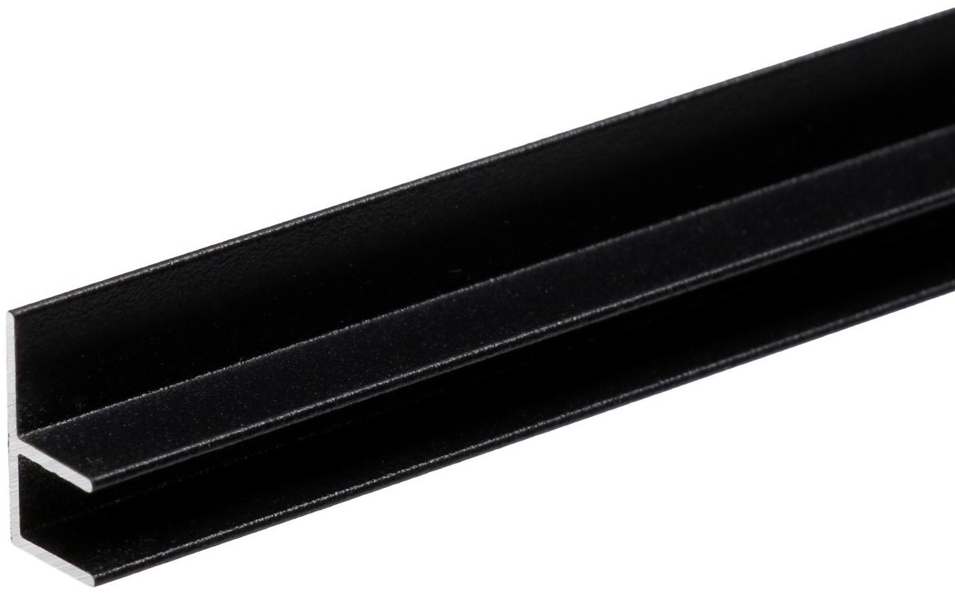 Угловая планка для стеновой панели (F-образная) 4 мм, Черная, 0,6 м