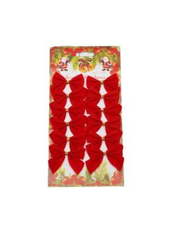 Набор елочных бантов Праздничный 5.5см 12 шт, красные НУ-8357