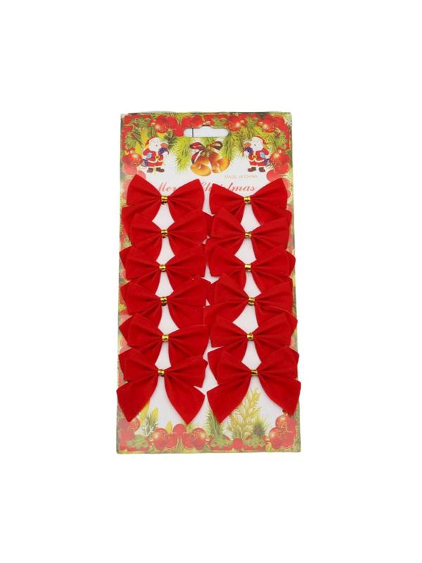 Набор елочных бантов Праздничный 5.5см 12 шт, красные НУ-8357