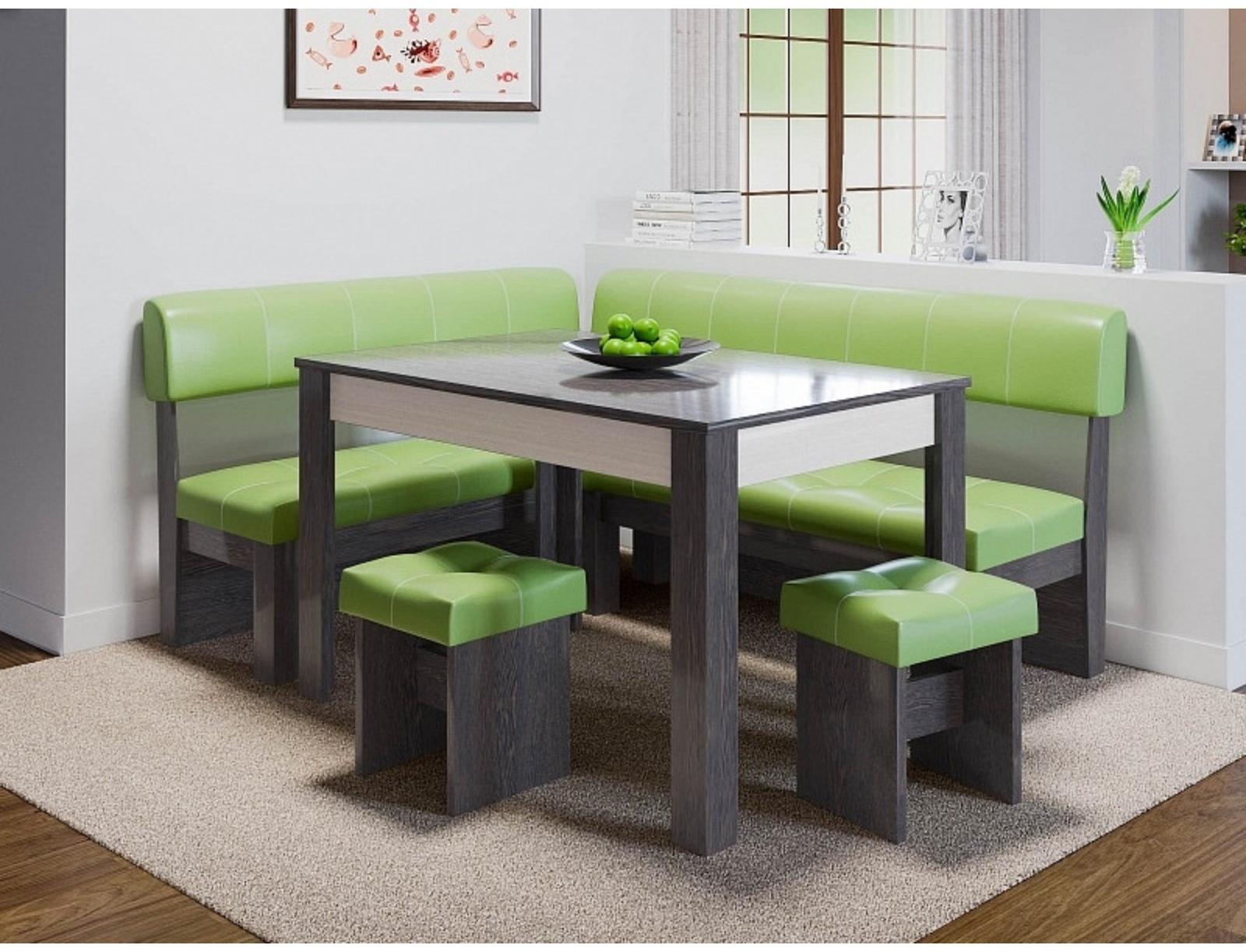 Кухонный уголок «Валенсия», стол 1200х600х740 мм, банкетка 2 шт, цвет венге / фисташка