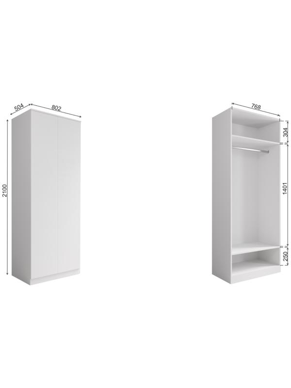 Шкаф распашной двухстворчатый Мори, 802х504х2100, Графит