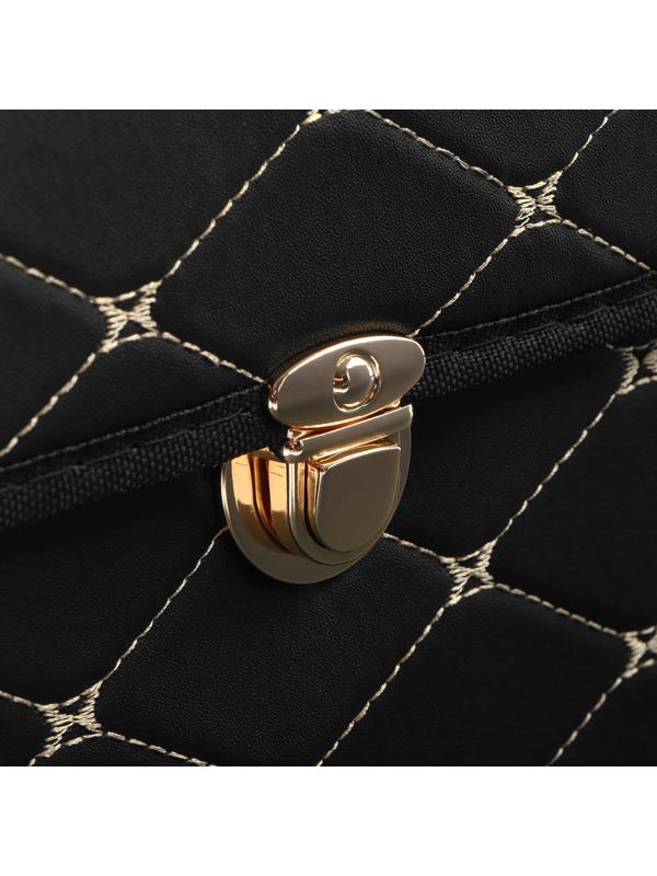 Органайзер саквояж в багажник, C2R HT091, 30×30×30 см, экокожа, черный, бежевая строчка