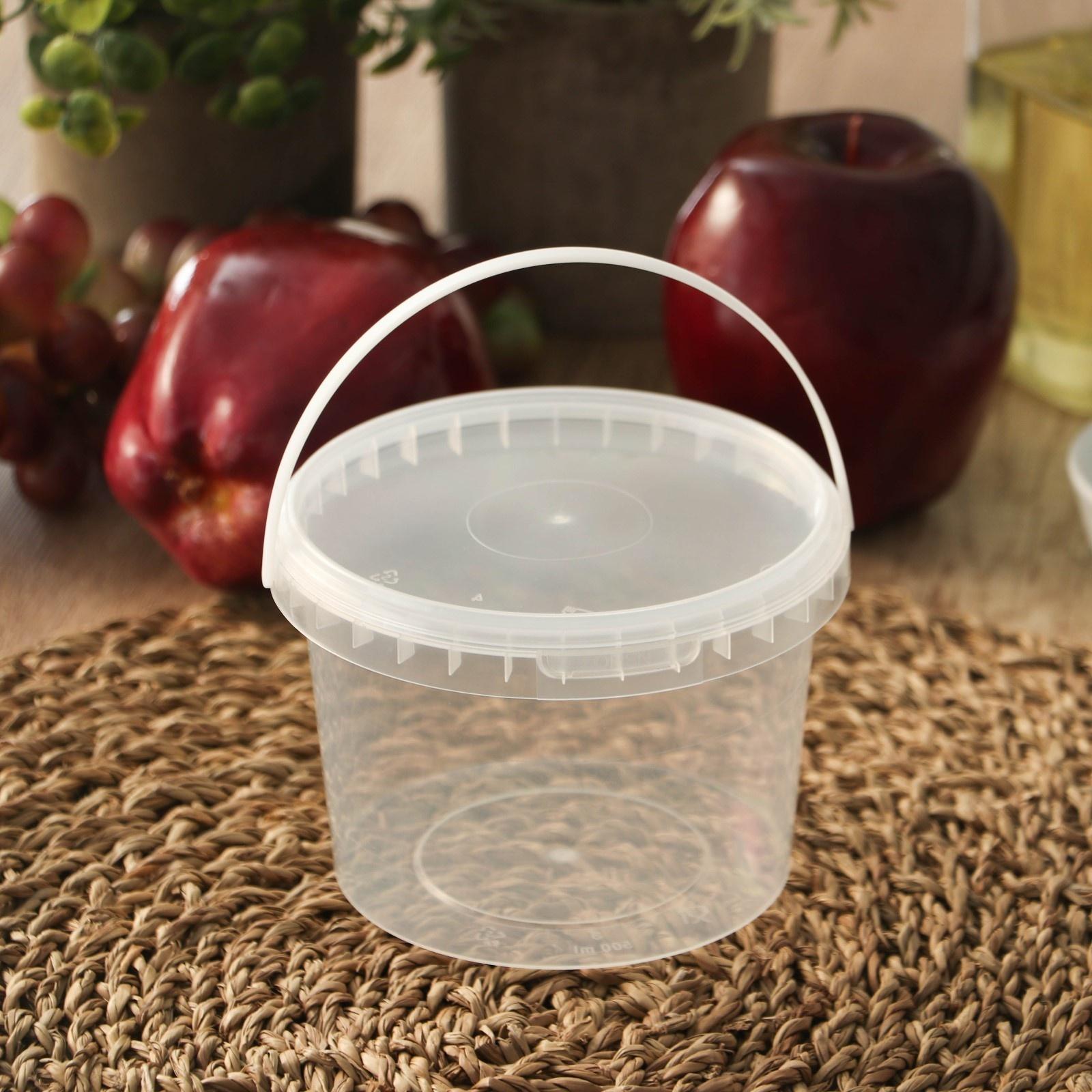 Ведро с крышкой, 500 мл, d= 10,9 см, высота 8 см прозрачное, 500 шт/уп.