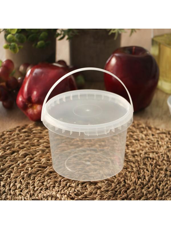 Ведро с крышкой, 500 мл, d= 10,9 см, высота 8 см прозрачное, 500 шт/уп.