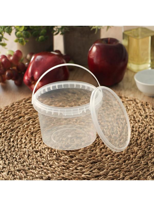 Ведро с крышкой, 500 мл, d= 10,9 см, высота 8 см прозрачное, 500 шт/уп.