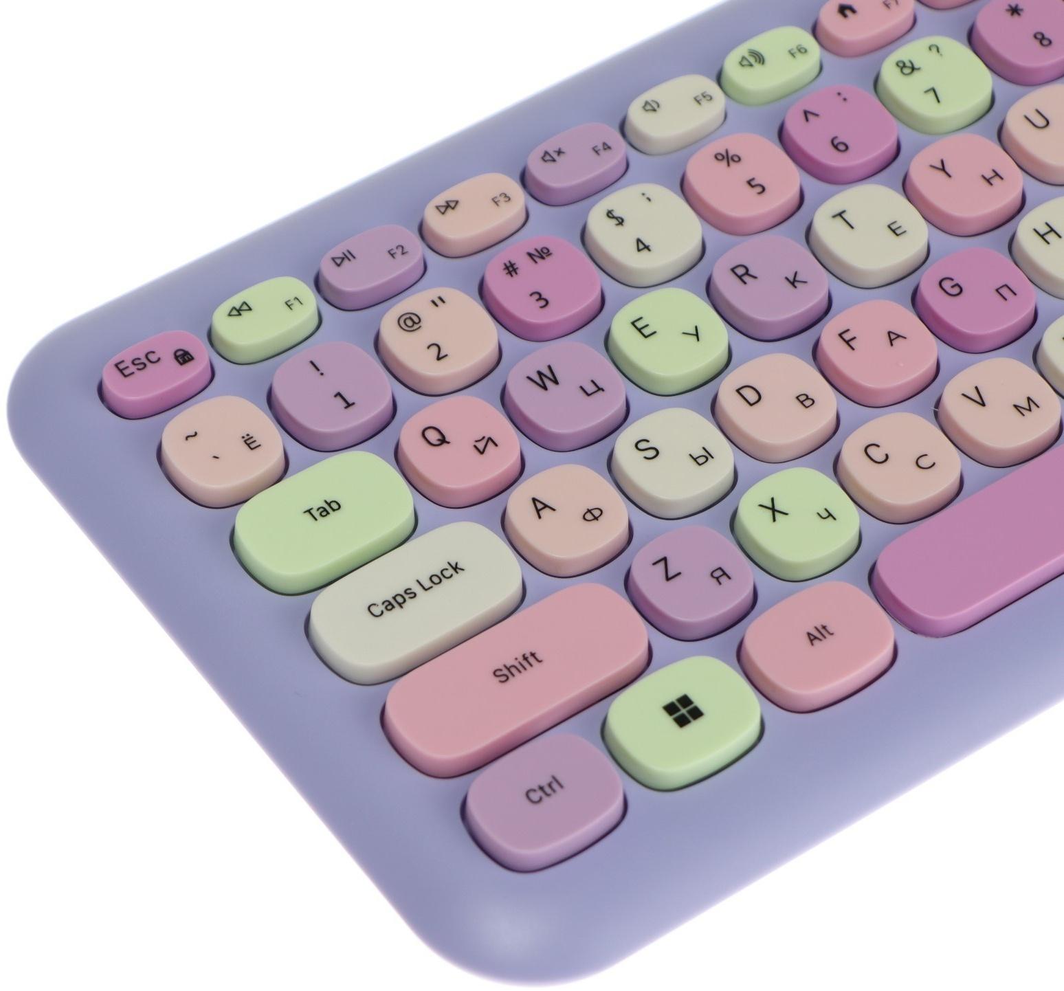 Комплект клавиатура и мышь Smartbuy SBC-666395AG-V,беспровод,мембран,1000 dpi,USB,фиолетовый