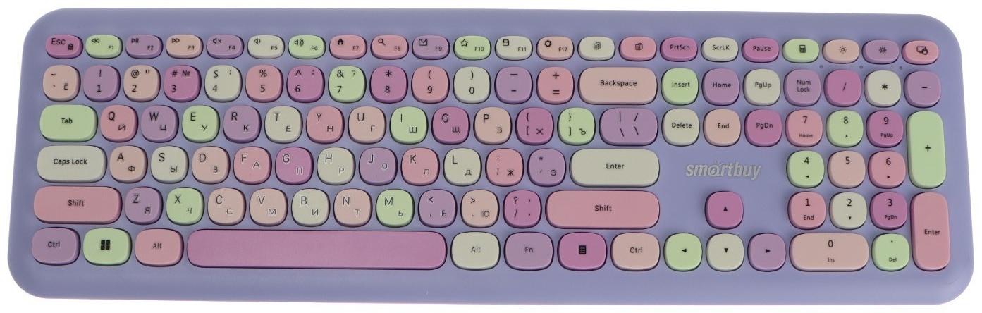 Комплект клавиатура и мышь Smartbuy SBC-666395AG-V,беспровод,мембран,1000 dpi,USB,фиолетовый