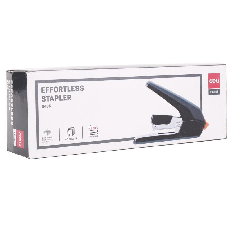Степлер Deli E0465BLACK Expert 24/6 26/6 23/6 23/8 23/10(60л)сниж усил черн
