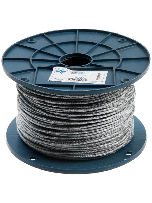 Трос для растяжки DIN 3055, в оплетке ПВХ, d=2/3 мм, в катушке 200 м