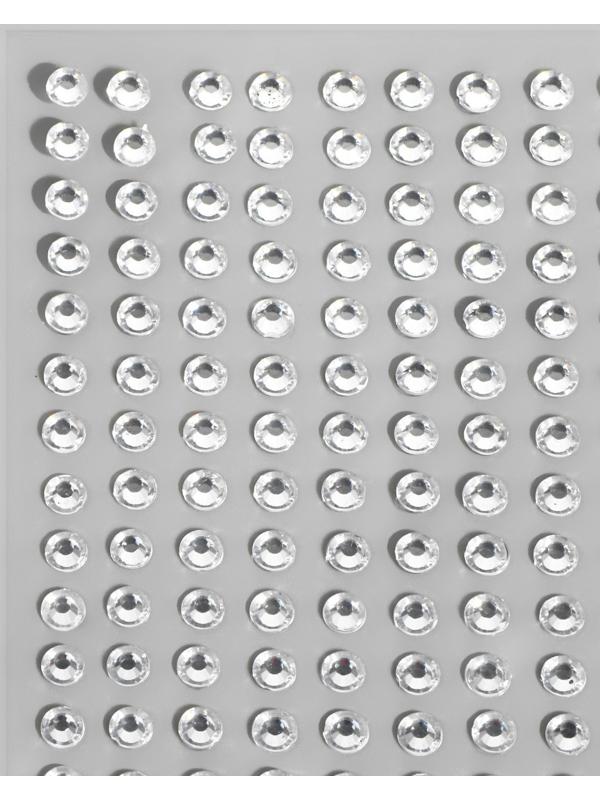 Стразы самоклеящиеся, d = 4 мм, 220 шт на листе на листе, цвет серебряный