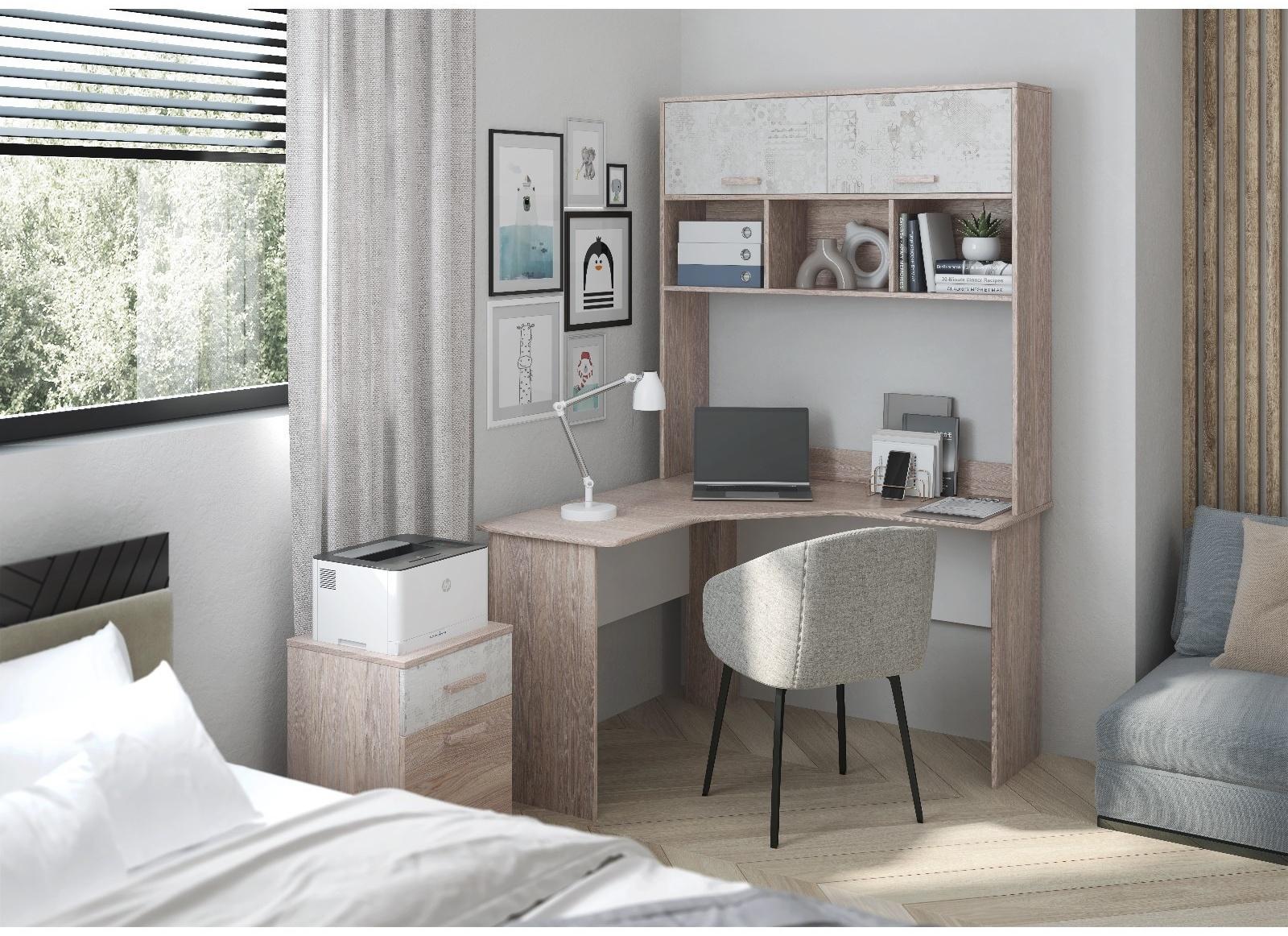 Стеллаж для стола «Паскаль №4», 1192×282×1216 мм, цвет ясень анкор / белый / спринт