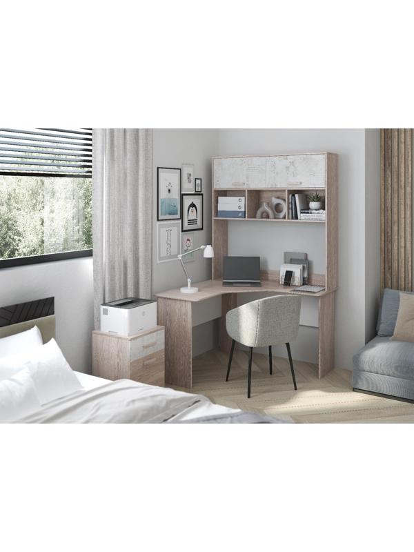 Стеллаж для стола «Паскаль №4», 1192×282×1216 мм, цвет ясень анкор / белый / спринт