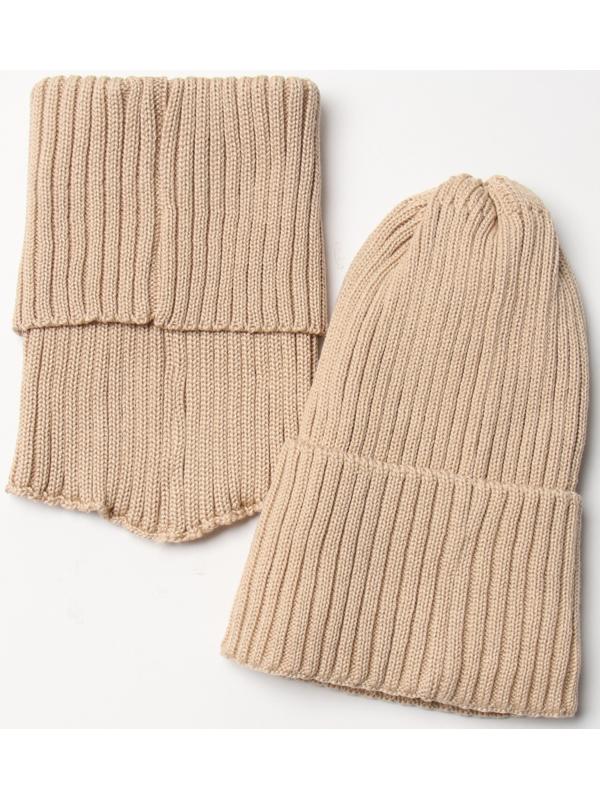 Комплект детский (шапка, снуд) MINAKU  р-р 52-54, цвет бежевый