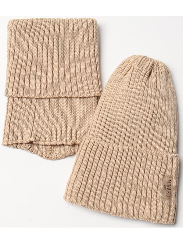 Комплект детский (шапка, снуд) MINAKU  р-р 54-56, цвет бежевый