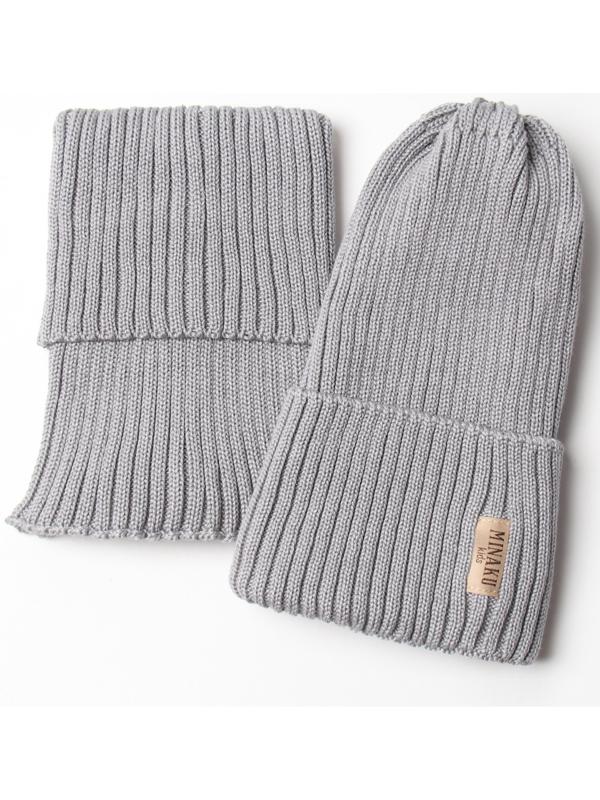Комплект детский (шапка, снуд) MINAKU  р-р 56-58, цвет серый
