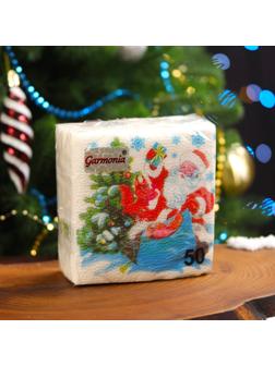 Салфетки бумажные Гармония цвета «Дед мороз» 1 слой, 24х24, 50 шт.