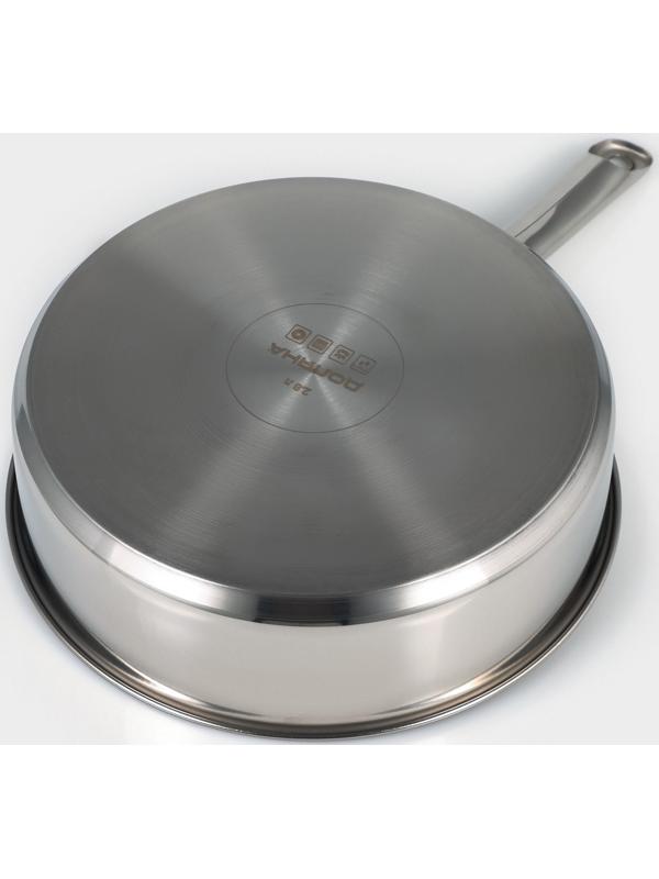 Кастрюля-сотейник из нержавеющей стали «Грейт», 2,8 л, ТРС, индукция