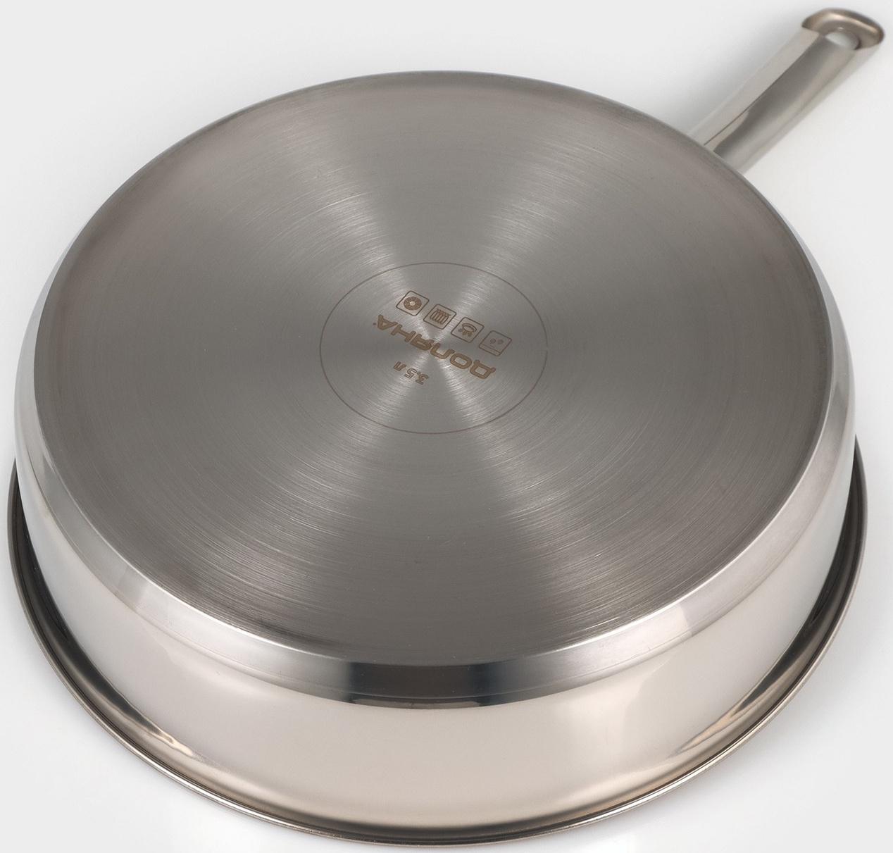 Кастрюля-сотейник из нержавеющей стали «Грейт», 3,5 л, ТРС, индукция