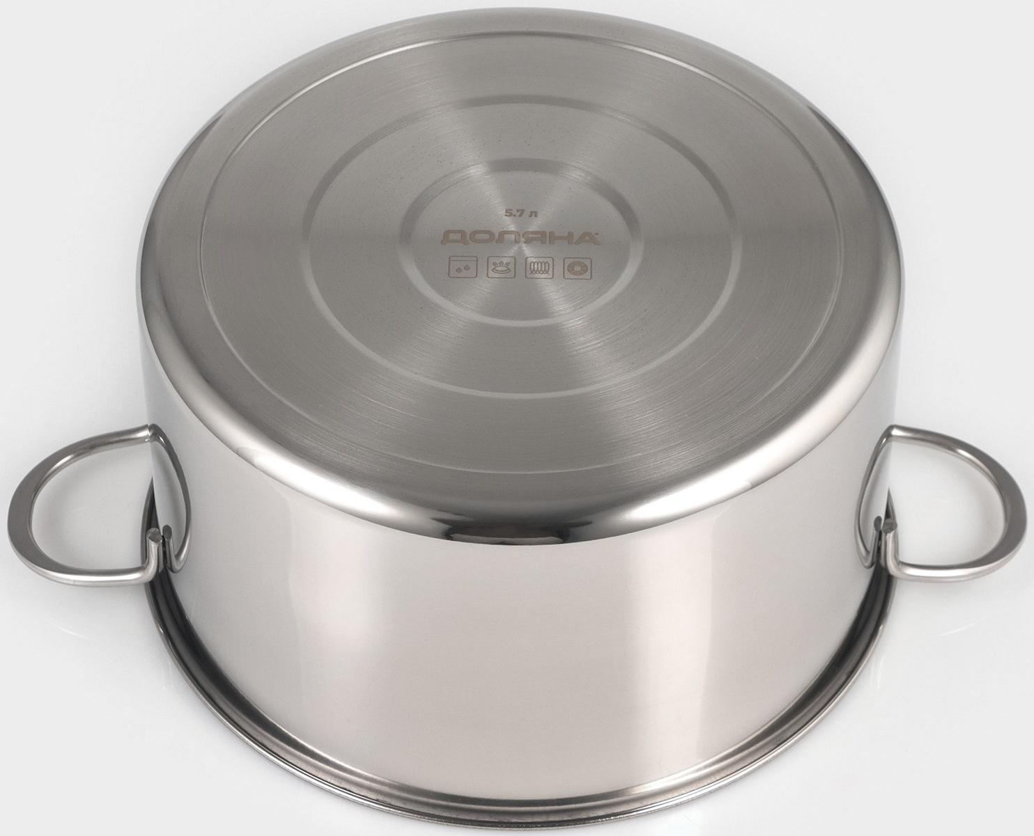 Кастрюля из нержавеющей стали «Грейт», 5,7 л, с крышкой, индукция