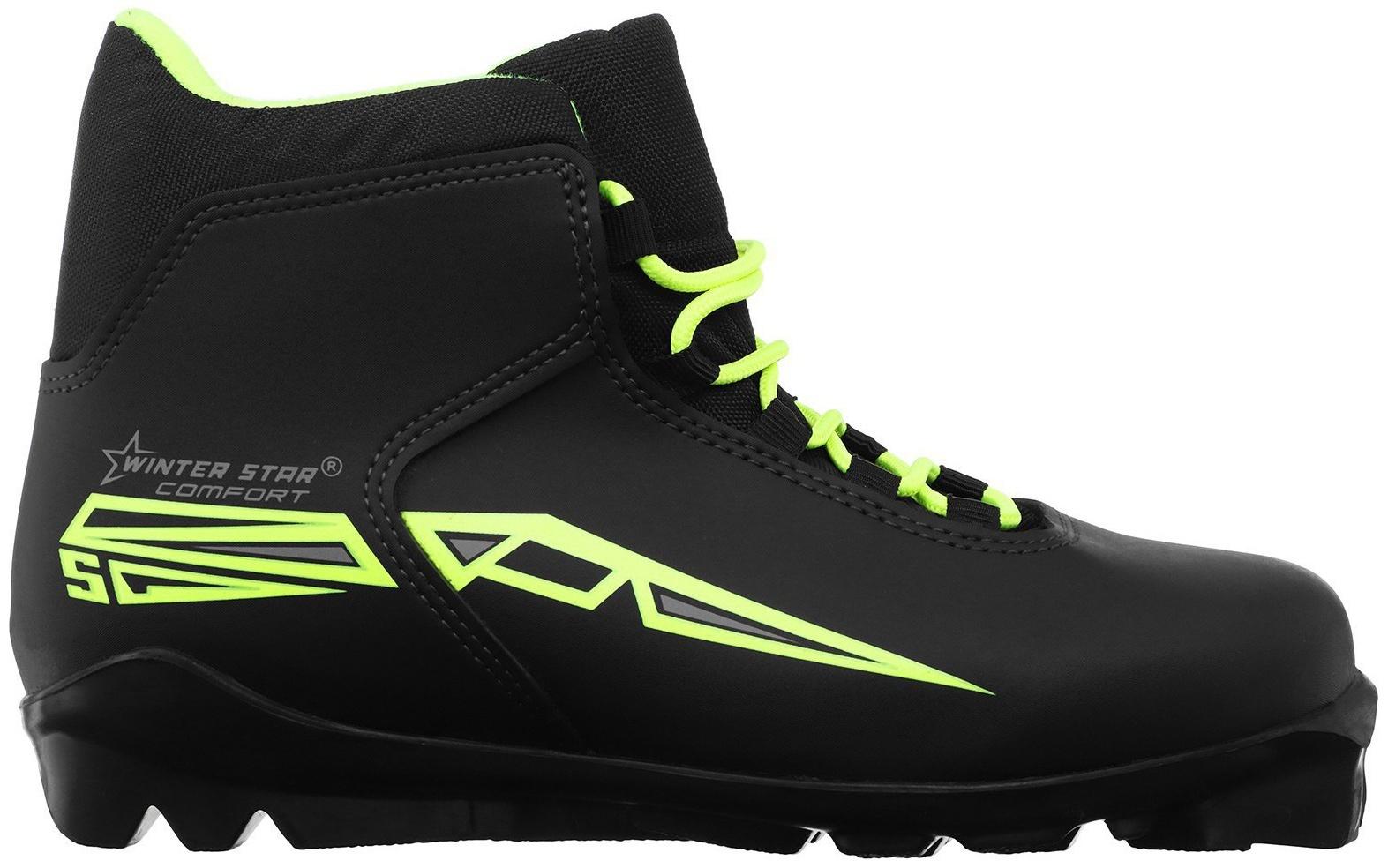 Ботинки лыжные Winter Star comfort, SNS, р. 35, цвет чёрный, лого лайм/неон