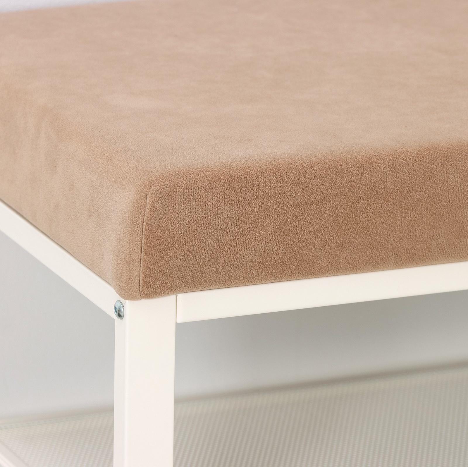 Банкетка «Торонто 23S», 67×30×49 см, цвет каркаса белый, цвет сиденья бежевый