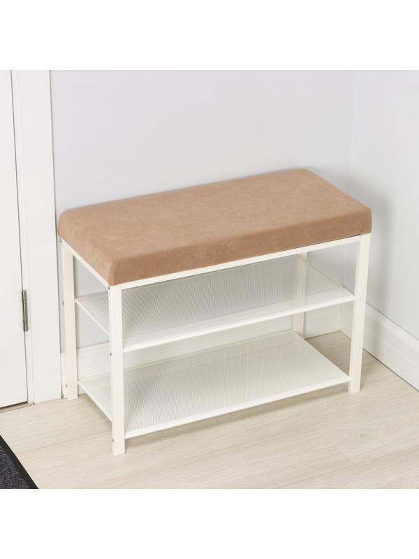 Банкетка «Торонто 23S», 67×30×49 см, цвет каркаса белый, цвет сиденья бежевый