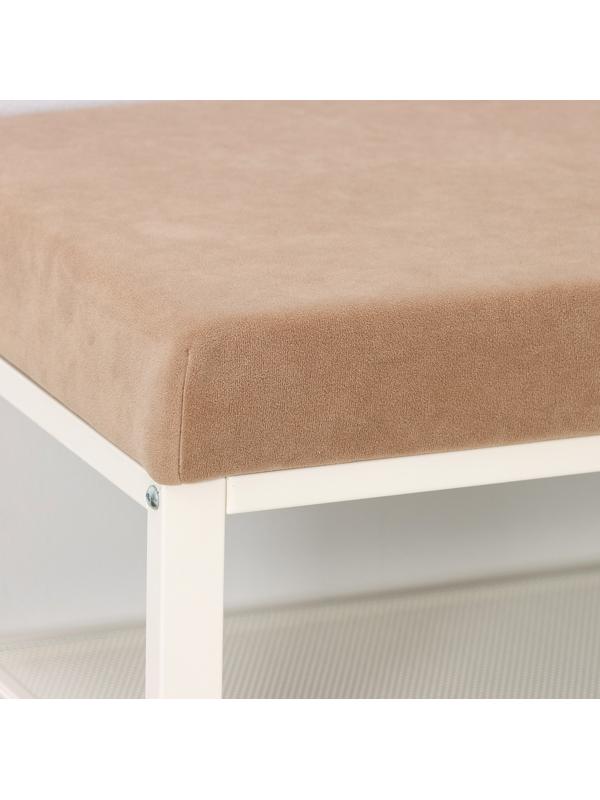 Банкетка «Торонто 23S», 67×30×49 см, цвет каркаса белый, цвет сиденья бежевый